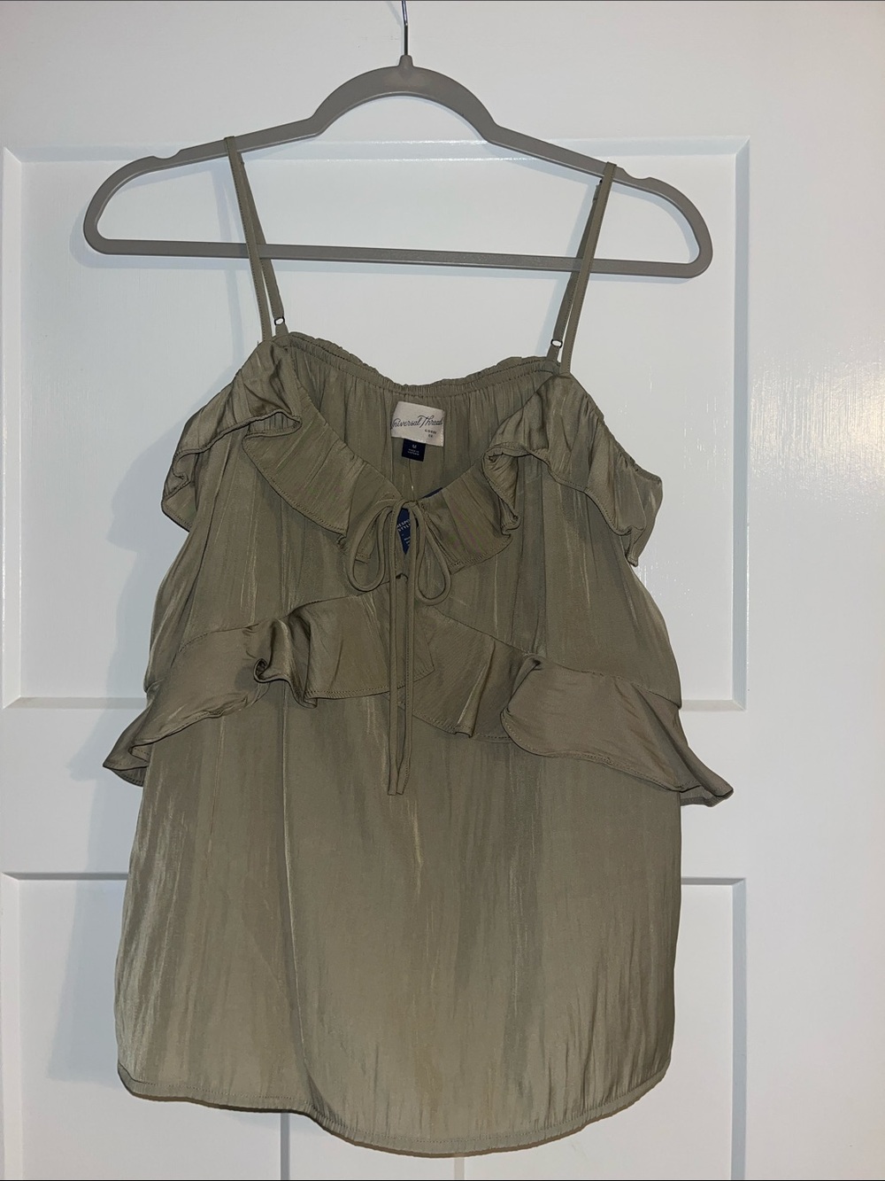 Universal Threads Olive Ruffle Tie-Front Camisole